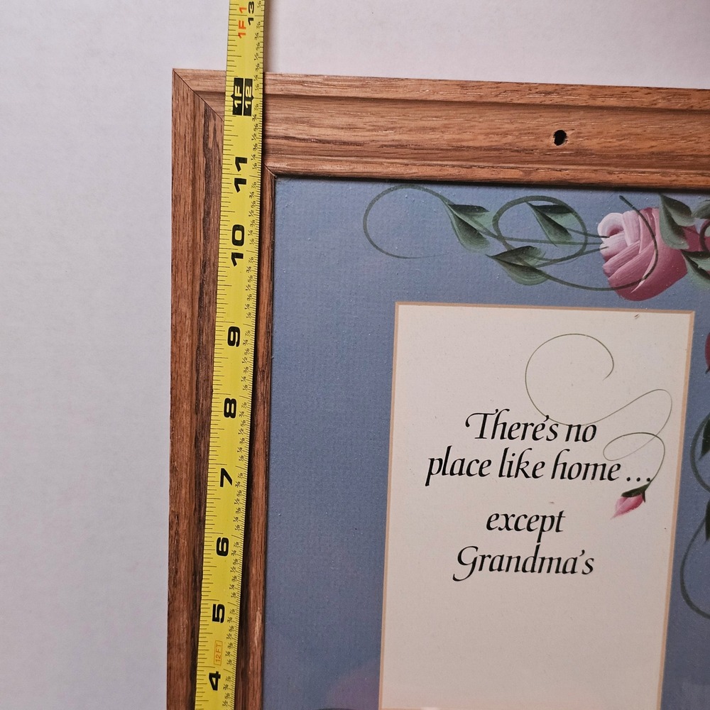 Vintage Framed Art There's No Place Like Home Except Grandma's Floral Painted‎ - Picture 4 of 6